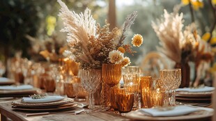 秋日户外精致餐桌布置