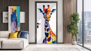 彩色长颈鹿门贴装饰客厅