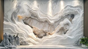 山水纹理大理石艺术背景墙