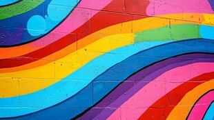 多彩波浪涂鸦墙面