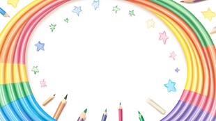 彩虹彩铅笔梦幻边框背景