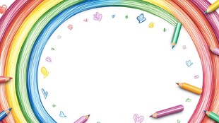 彩虹铅笔围成的梦幻边框