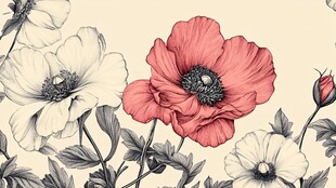 复古风手绘花卉图案设计