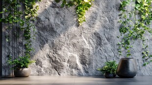 石墙绿植营造自然空间氛围