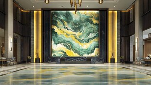 豪华大厅的艺术山水壁画