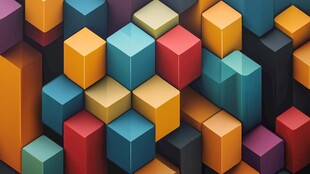 多彩立体方块几何图案