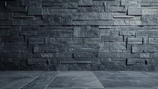 深灰石墙与地面室内场景