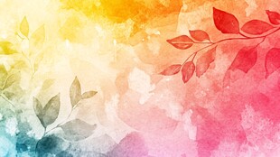 水彩绘就的梦幻枝叶背景