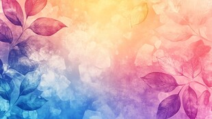 梦幻水彩风花叶背景图