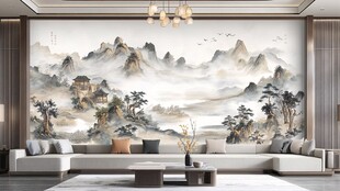 中式山水客厅墙面装饰画