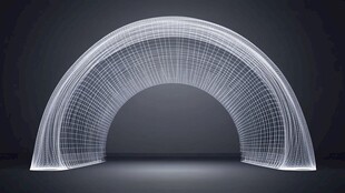 未来感线框拱形结构模型