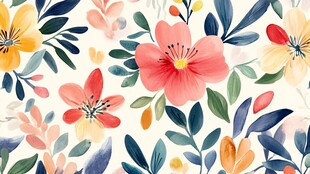 水彩花卉图案背景纹理