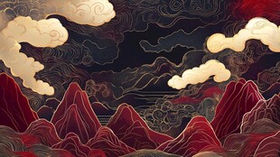 国风云海山峦奇幻图景