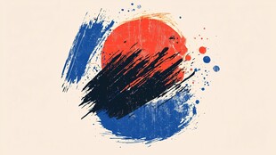抽象笔触绘就韩国国旗元素
