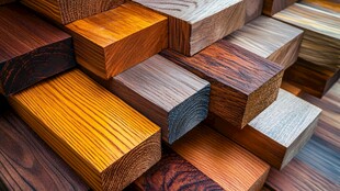 多彩木材堆叠展示