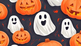 万圣节南瓜与幽灵图案