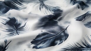 蓝白羽毛印花柔软织物