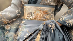 中式华服腰间精致刺绣之美