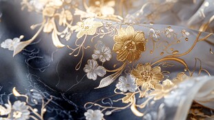 华丽金银刺绣丝绸织物