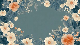 花卉环绕的清新背景画面