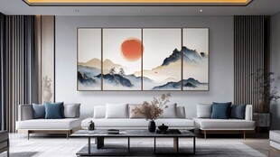 现代客厅中式山水装饰画