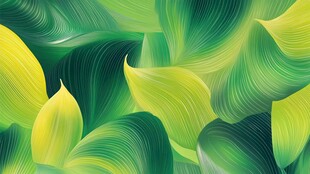 黄绿叶片抽象艺术图案
