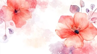 水彩粉红花卉梦幻背景图
