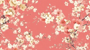 粉色背景上的烂漫樱花图案
