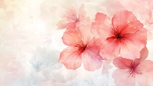 水彩绘就的柔美粉色花朵