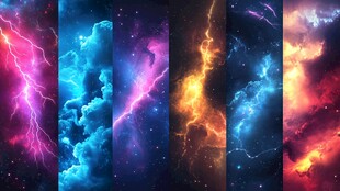 绚丽闪电云彩梦幻背景图