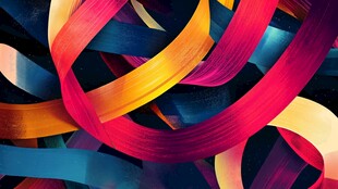 多彩丝带交织梦幻画面