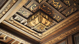 中式雕花吊顶精美灯具