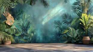 热带雨林风室内绿植场景