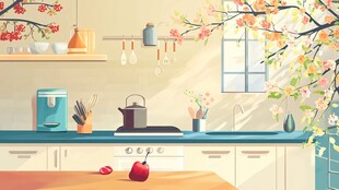 春日温馨厨房一角