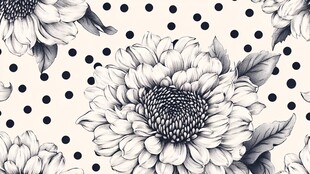 黑白花卉波点图案设计