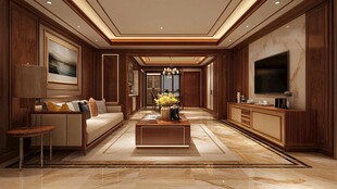 中式典雅客厅室内效果图