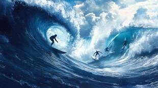 激情冲浪 挑战汹涌海浪