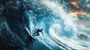 冲浪者勇战惊涛骇浪