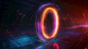 炫彩数字0科技感视觉效果
