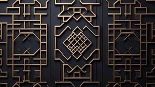 中式黑金几何纹理装饰图案
