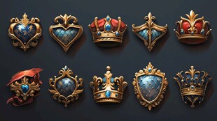 精美华丽的皇冠与徽章集合