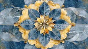 蓝色背景上的精美花卉图案