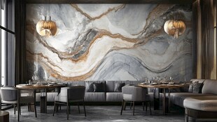 奢华大理石墙面餐厅空间