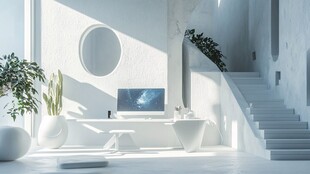 简约白色系室内办公空间