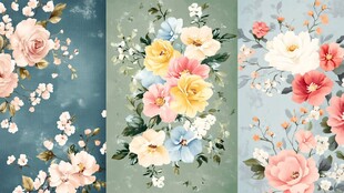 复古花卉图案装饰画