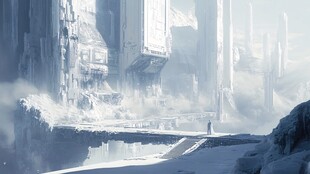 未来冰原中的孤独探索者