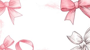 手绘粉白蝴蝶结装饰元素