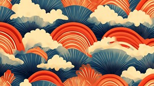 日式海浪云纹图案背景