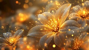 梦幻金色花朵 闪耀光芒