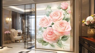 玫瑰装饰画装点雅致玄关